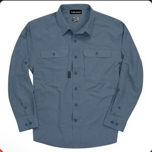 Dri Duck Crossroad Work Shirt Mens 3XL Blue Long Sleeve Vented UPF 50+ Fishing